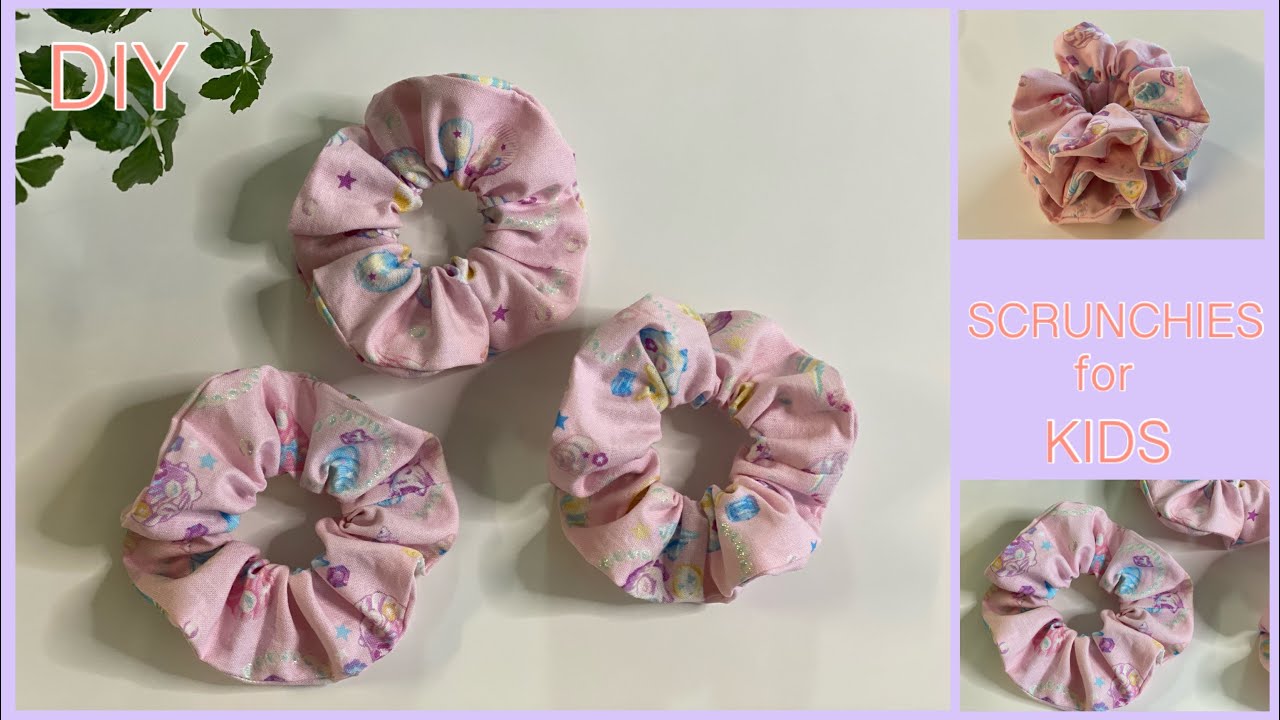 子ども用シュシュ作り方, How to make  SCRUNCHIES for kids, diy