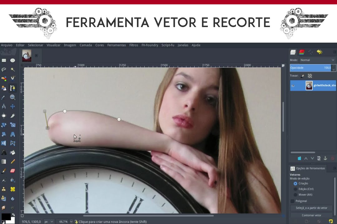 Ferramenta vetores e recorte de imagem no gimp