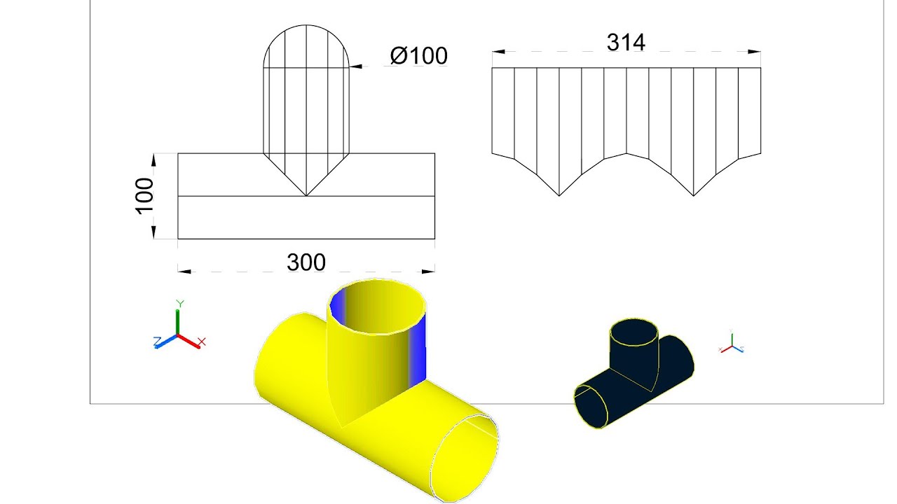 Khai Triển Hình Gò Thực Tế( Ống Chữ T)