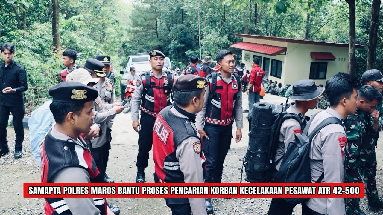 Samapta Polres Maros Bantu Proses Pencarian Korban Kecelakaan Pesawat ATR 42-500