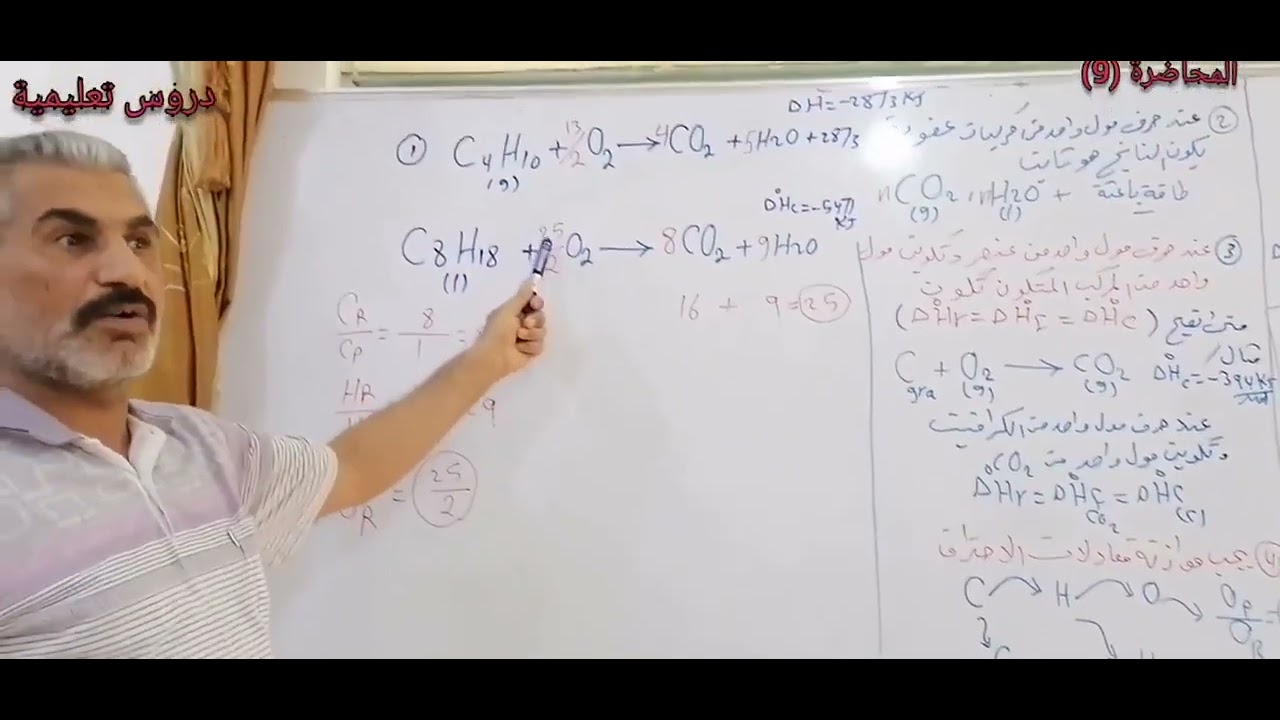 مراجعة موازنة معادلات الاحتراق بالمركبات العضوية