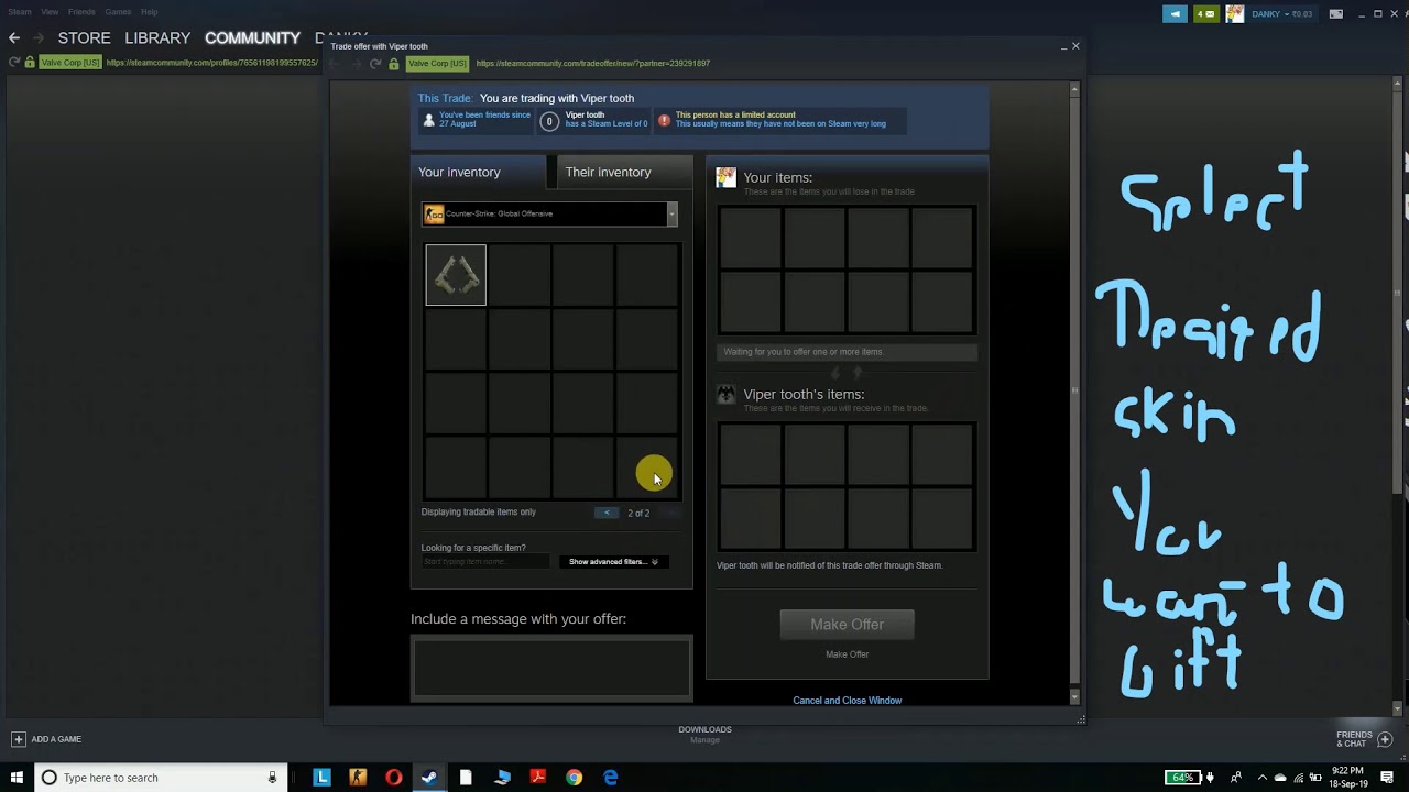 How To Gift Friend Skin Of Cs:go On Steam