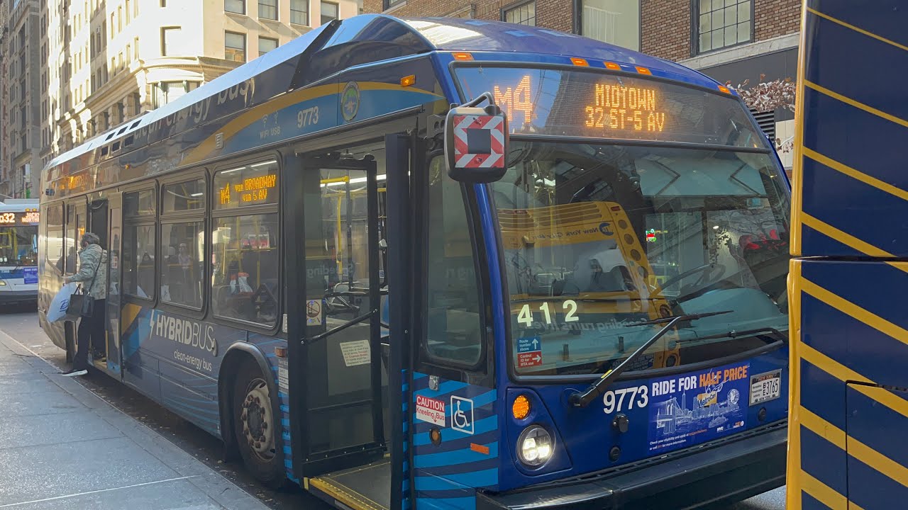 Full Ride 2021 Novabus LFS HEV #9773 on M4 to Midtown 32 Street via Broadway & 5 Avenue