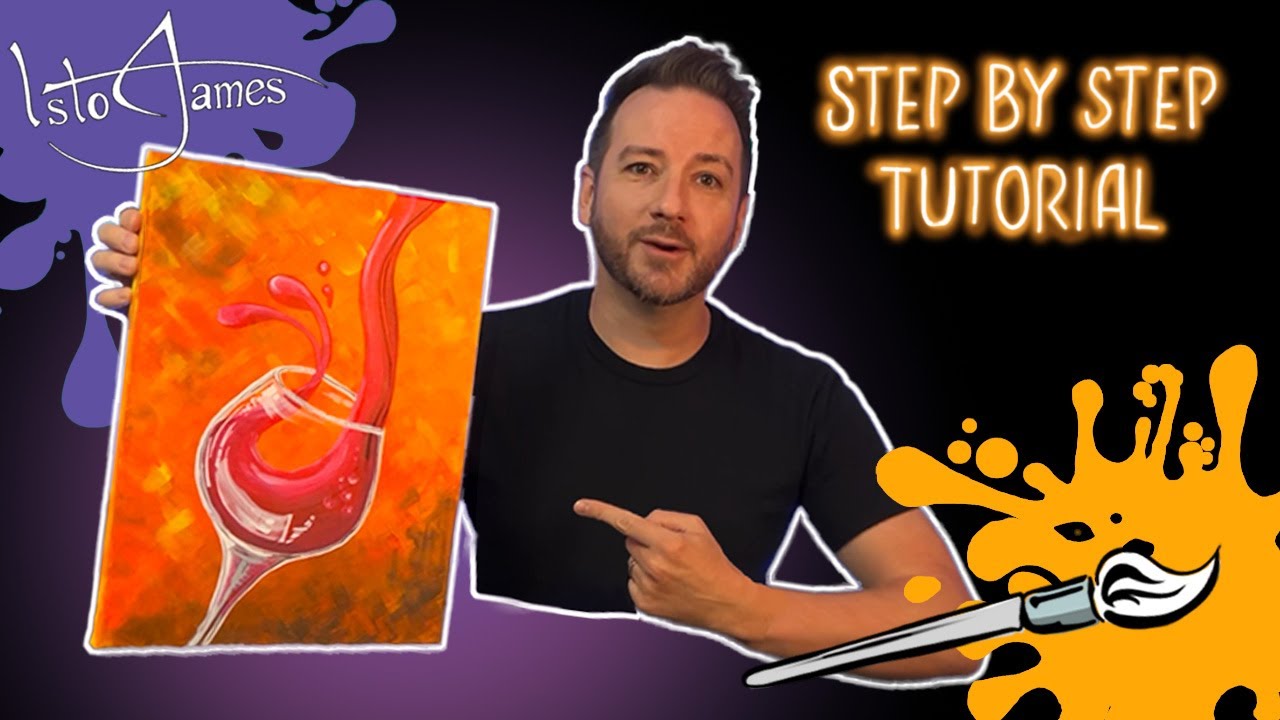 Easy Step by Step Acrylic Painting Of A Beautiful Wine Glass For Beginners! 1 Hour Tutorial