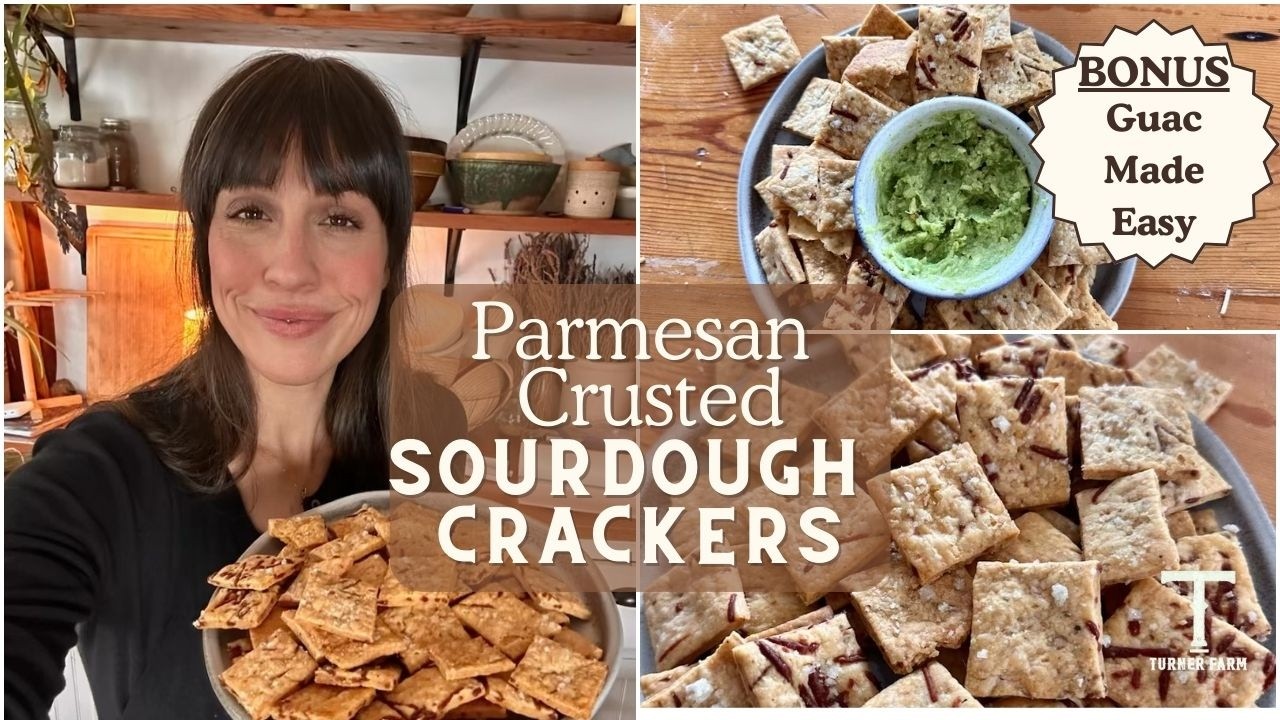 The BEST Parmesan Crusted Crackers Made With Sourdough Discard!