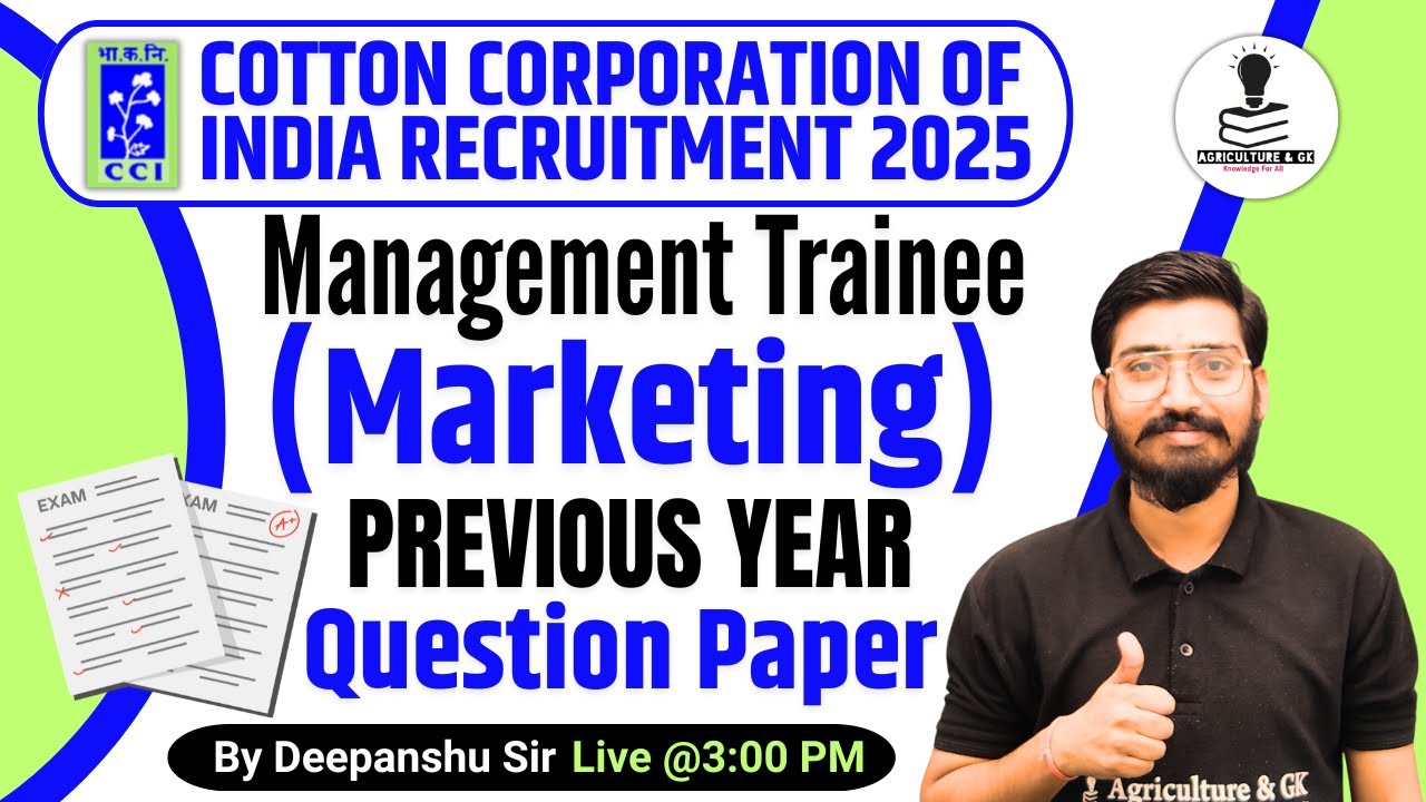 CCI MT(Marketing) Exam Previous Year Question Paper Solution 2024 | CCI  MT(Marketing) Exam 2025