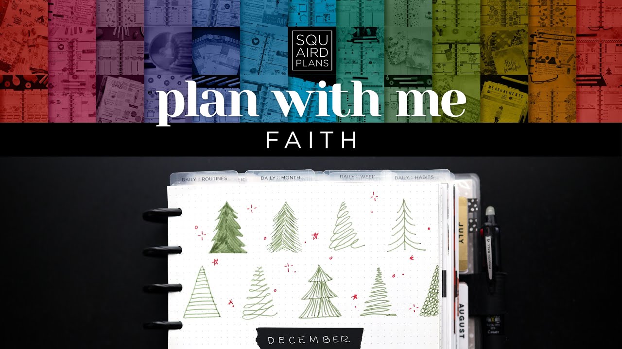 Faith Plan with Me :: December Holiday Trees Theme :: Bullet Journal in a Classic Happy Planner