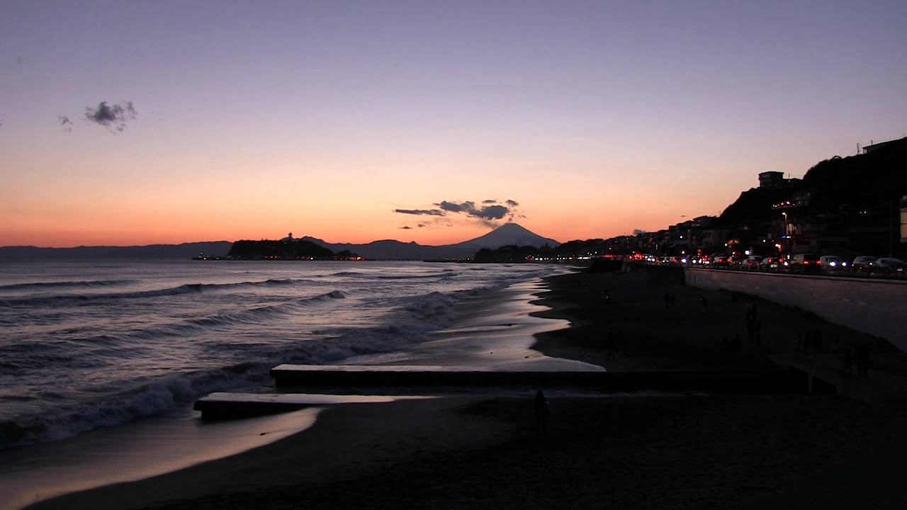 鎌倉七里ガ浜の綺麗な夕日動画！2014年3月21日