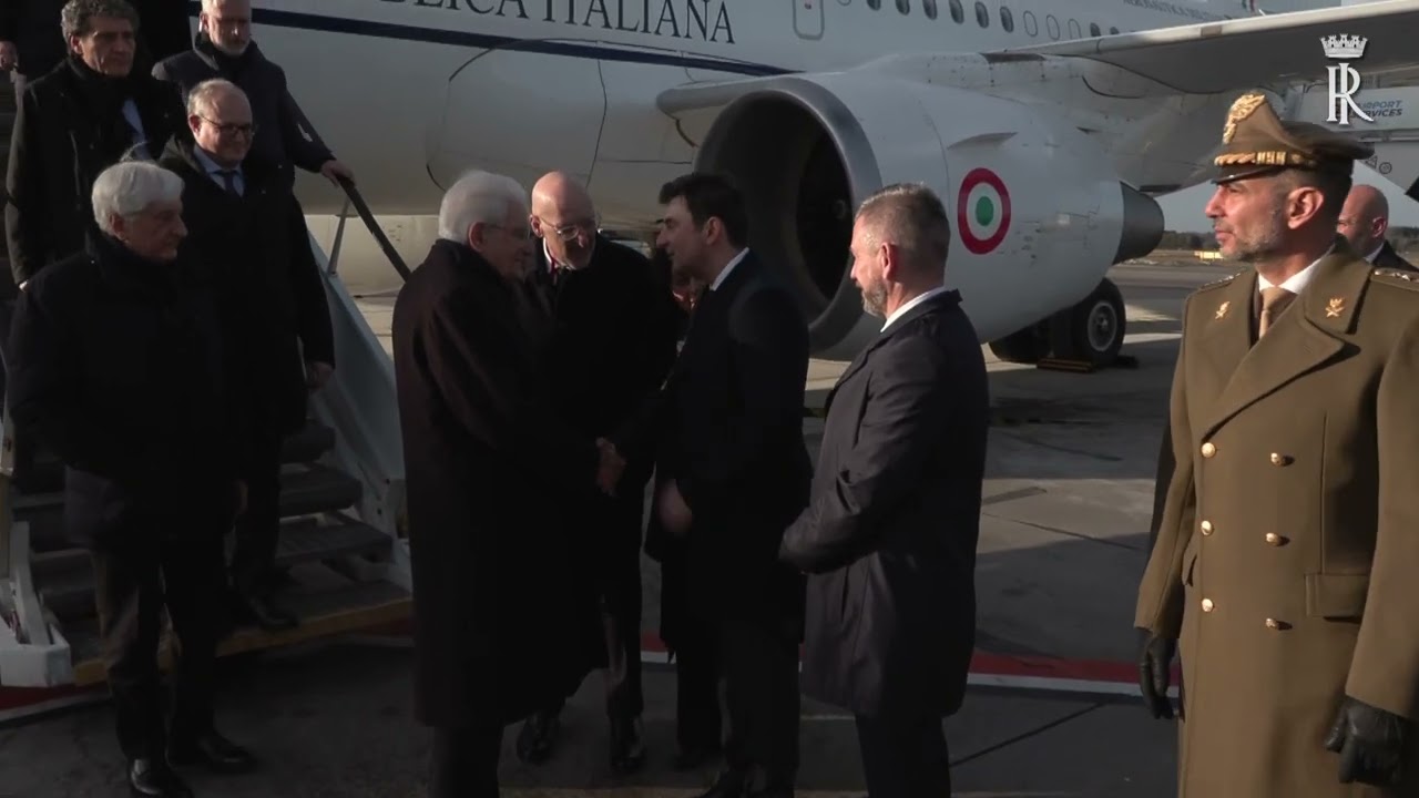 Arrivo del Presidente Mattarella all'Aeroporto di Katowice Pyrzowice