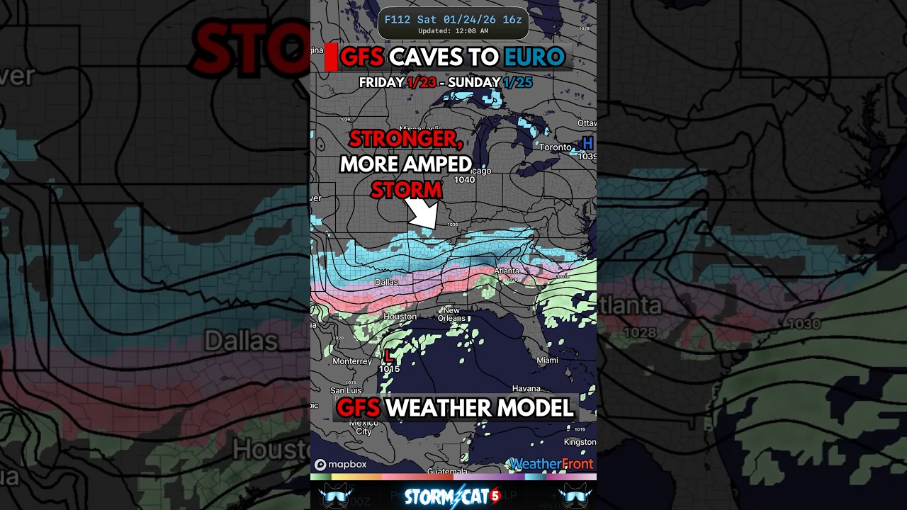 💥The GFS just CAVED to the Euro and now shows a Stronger Winter Storm ❄️ 🧊  