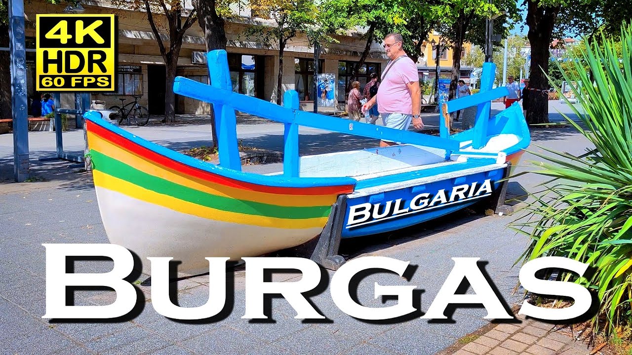 Burgas Bulgaria | Shops | Bars | Restaurants | 4K 60fps HDR | UHD 💖 The best places 👀 Walking tour
