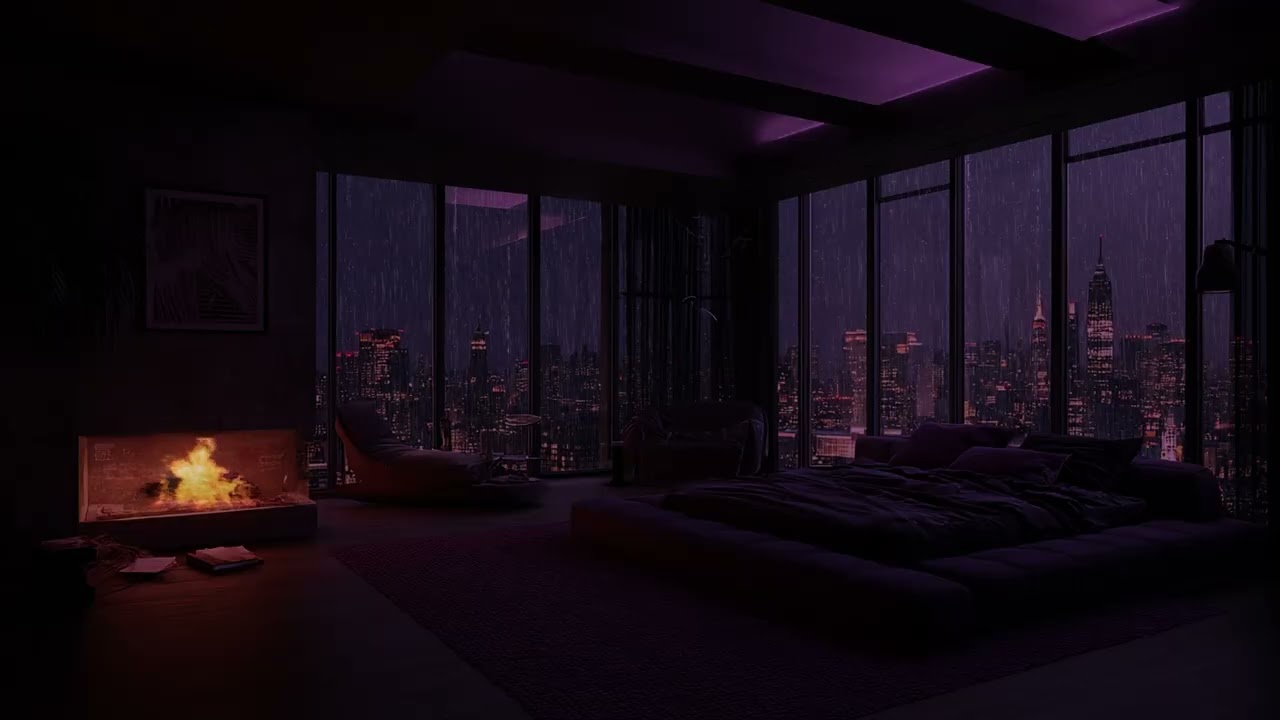 🌧️ Rainy Night in Luxury NYC Apartment | Pure Rain Sounds No Music Deep Sleep - 3 Hours