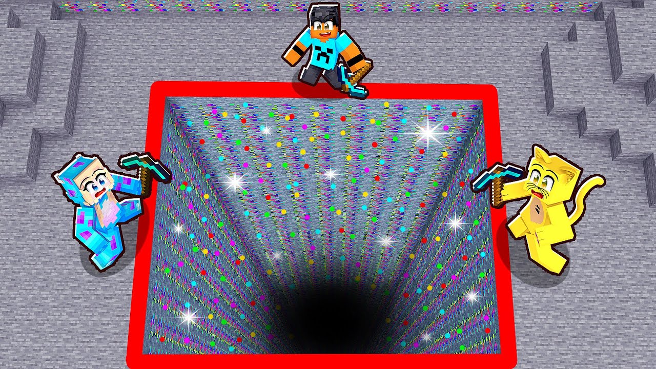 Entrei no Servidor de MINERAR pra BAIXO no Minecraft