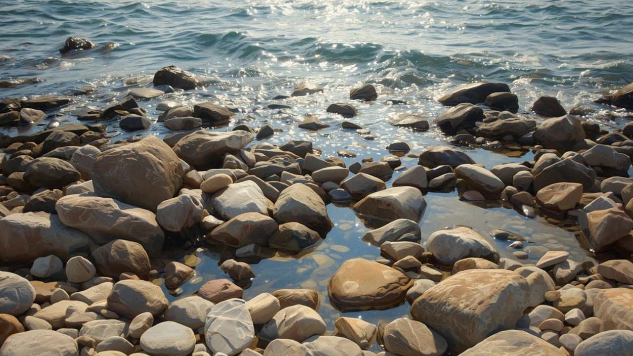Coastal Ocean Shoreline Vintage Painting | Frame TV Art Display | 2-Hour Screensaver