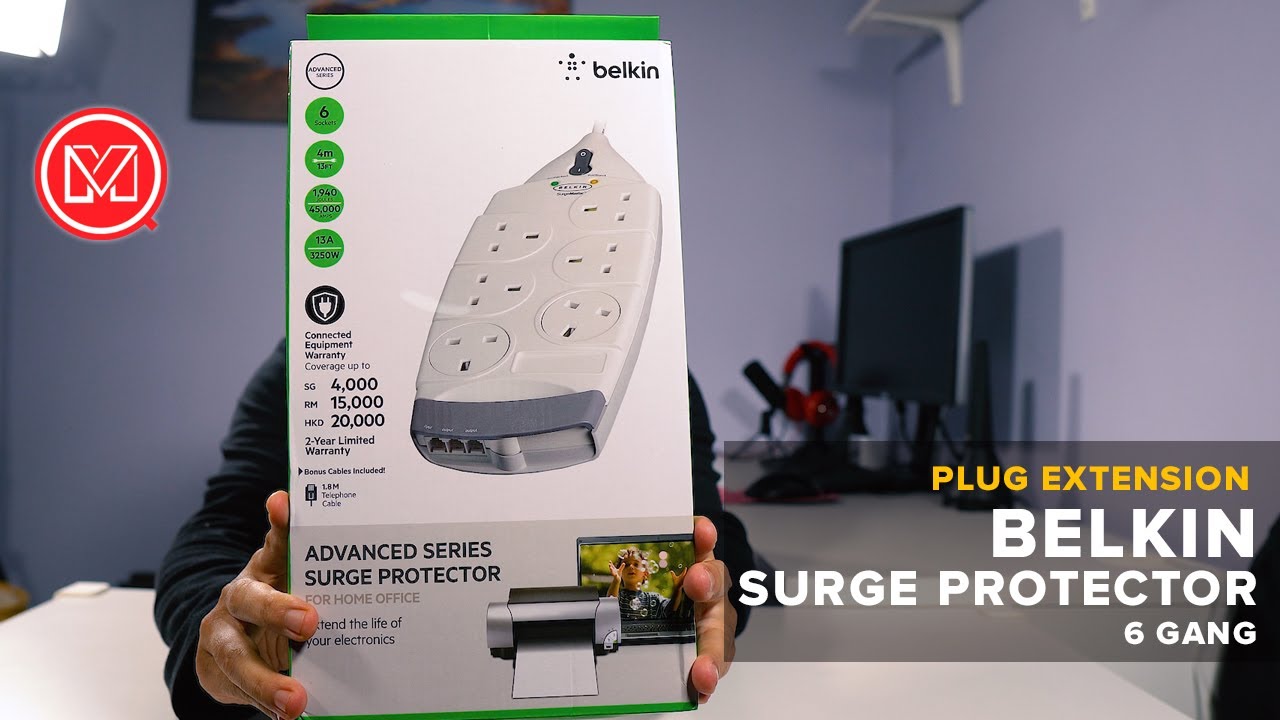 Belkin Cable Extension 6 Gang - Advanced Surge Protector for Home Office | moqMOQ Tube