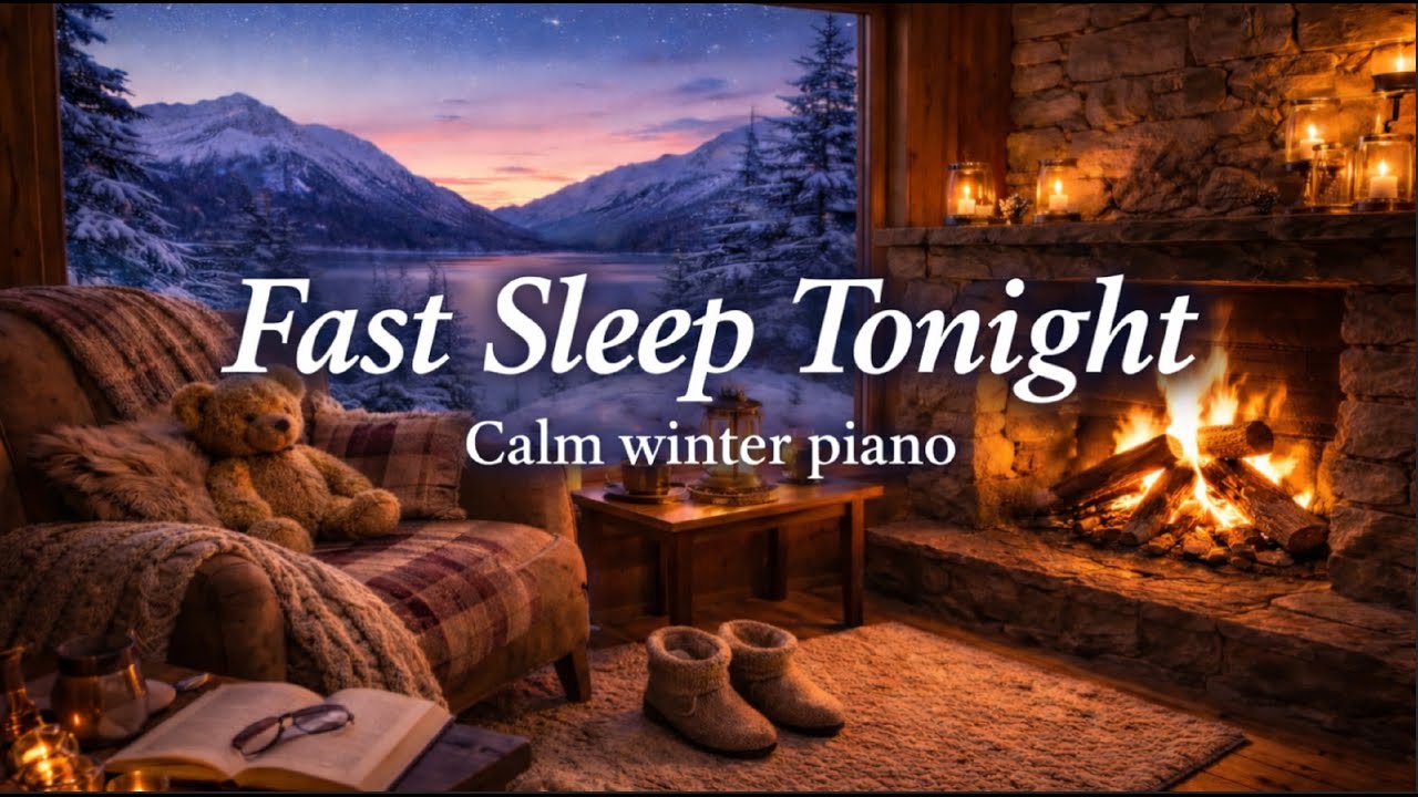 Fall Asleep Fast Tonight 🌙 Calm Piano on a Cold Winter Night for Deep Sleep