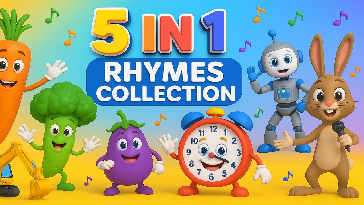 5 in 1 Rhymes collection | Veggie Rhymes | Robo Dance| Rabbit Dance| Excavator song| Rhymes in Tamil