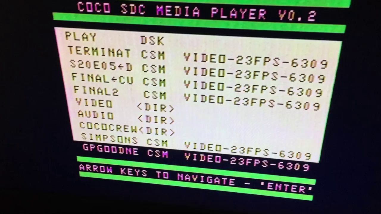 Colour video playback on a CoCo 1 - GamePlay Goodness