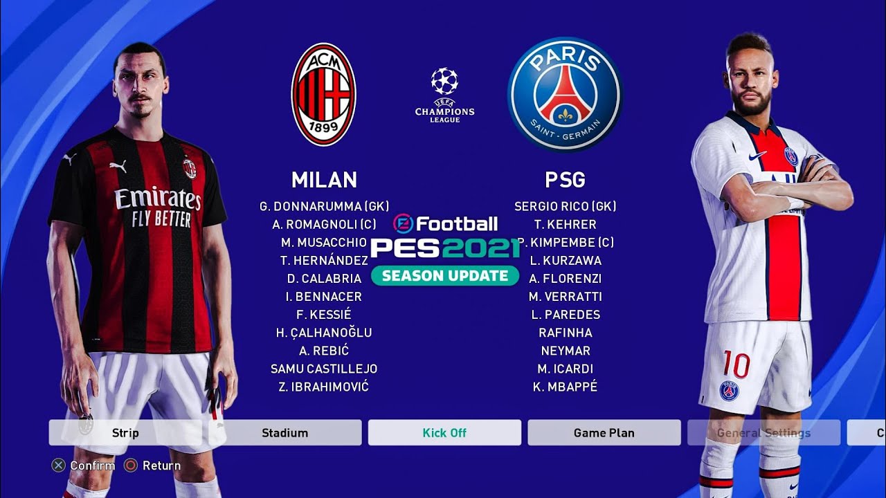 PES 2021 AC Milan VS. PSG | UEFA Europa League Group Stage | PS4 Gameplay