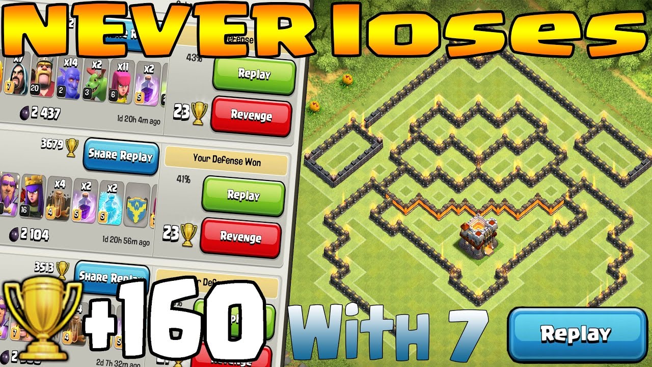 Clash of Clans TH 11 TROPHY BASE With Replays  2016/2017 HD