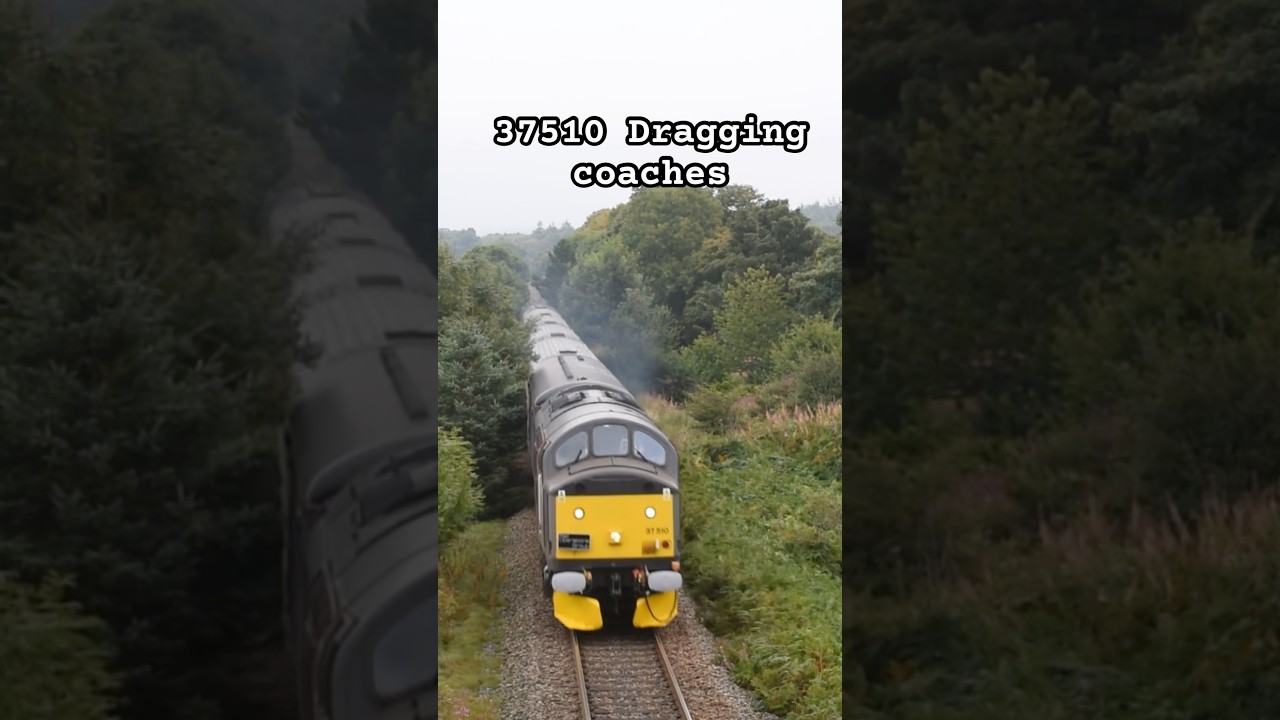 37510 thrashing out of Forres on 5S03 with some ScotRail HST coaches 
