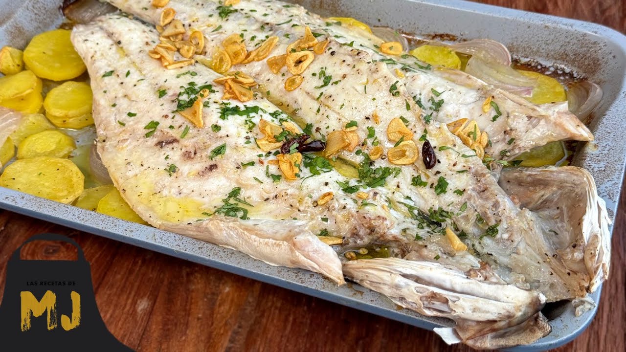 Lubina al horno con patatas: receta fácil