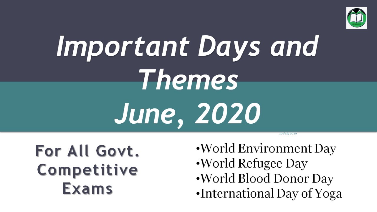 Important Days & Themes June 2020