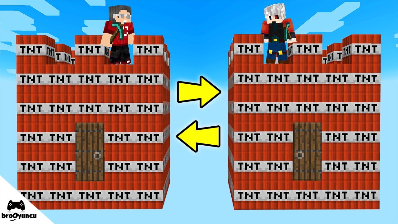 MİNECRAFT UÇAN TNT KALESİ ŞANS BLOKLARI SAVAŞI