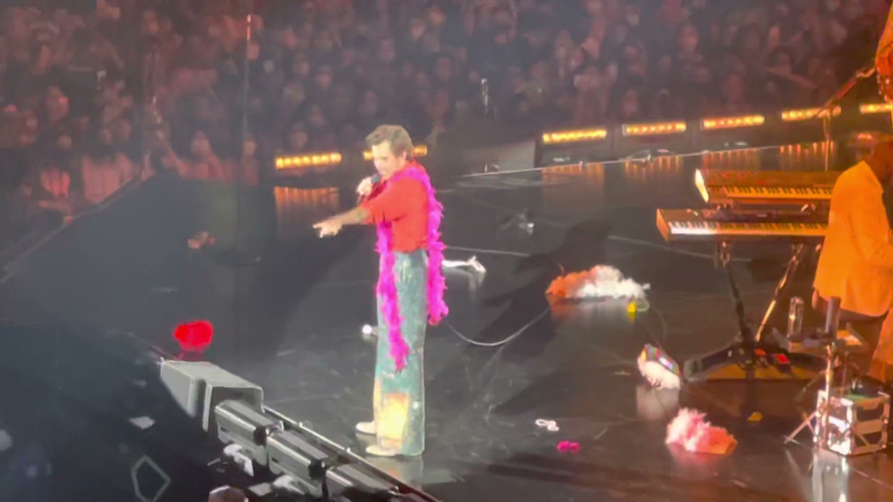 Harry Styles notices a couple getting engaged during WMYB Love on Tour Detroit 09/20/21