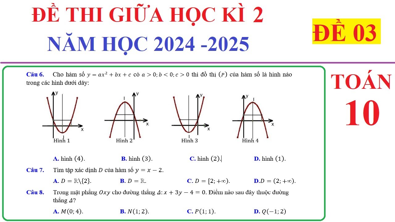 TOÁN 10 - ĐỀ 3 - ĐỀ THI GIỮA HỌC KÌ 2 TOÁN 10 NĂM 2024-2025. ÔN TẬP HỌC KÌ 2 SGK MỚI KNTT