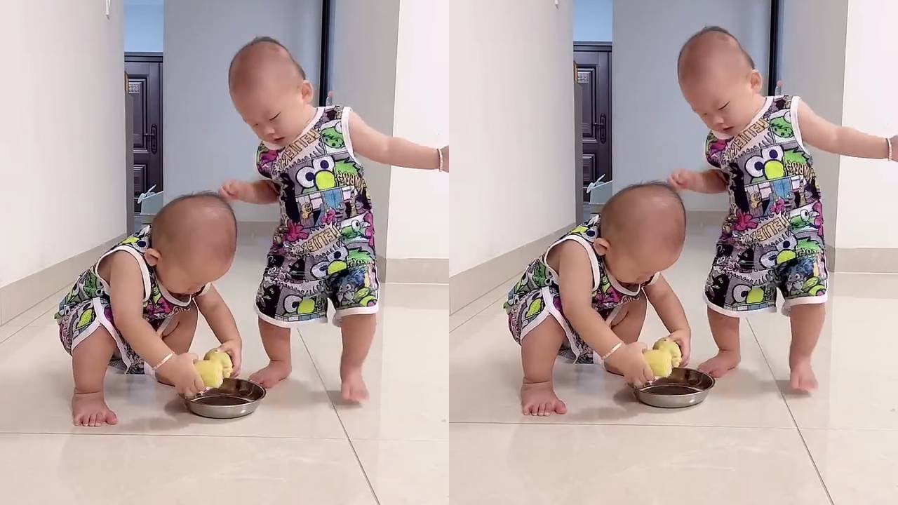 The twins have very different personalities. One is very impatient.