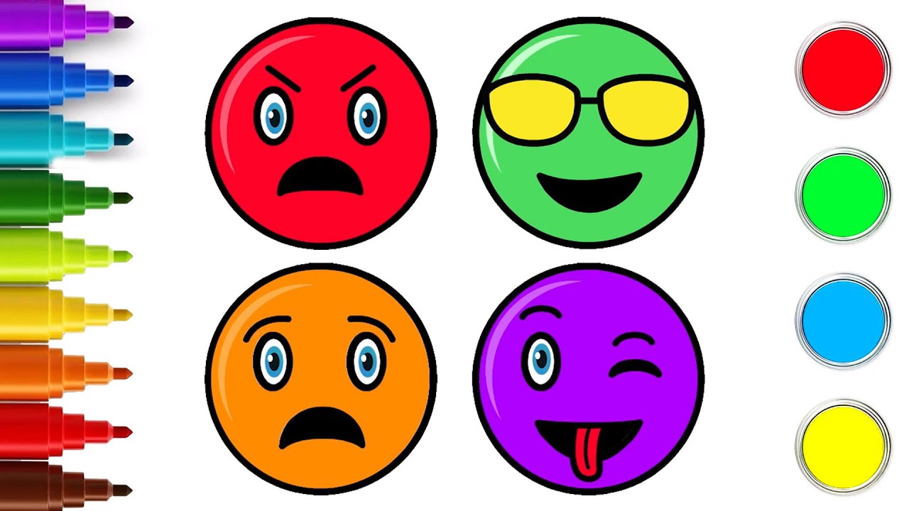 Desenhe Emo&ccedil;&otilde;es Coloridas Para Crian&ccedil;as | Desenhe Emojis | Easy Drawing | Chiki Art Brasil