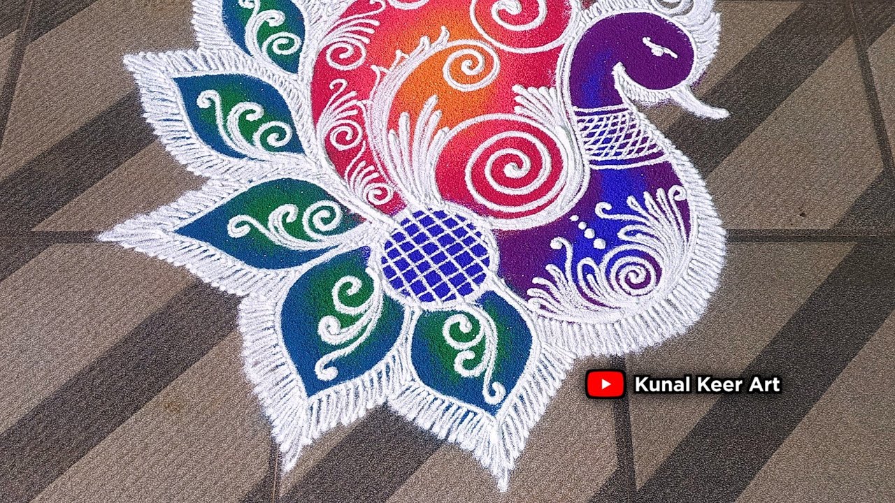 Diwali Special Easy & Simple Peacock Rangoli Design🌺Sanskar Bharti Rangoli Design🌷✨