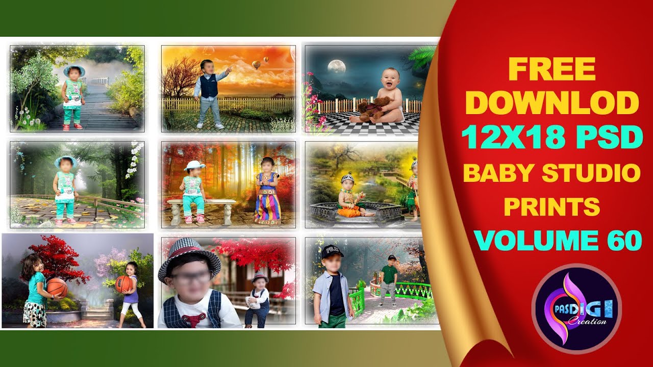 BABY STUDIO PRINTS (Part-02)VOL - 60,12x18 PSD | PASSWORD is in VIDEO |#pasdigi #photoshop