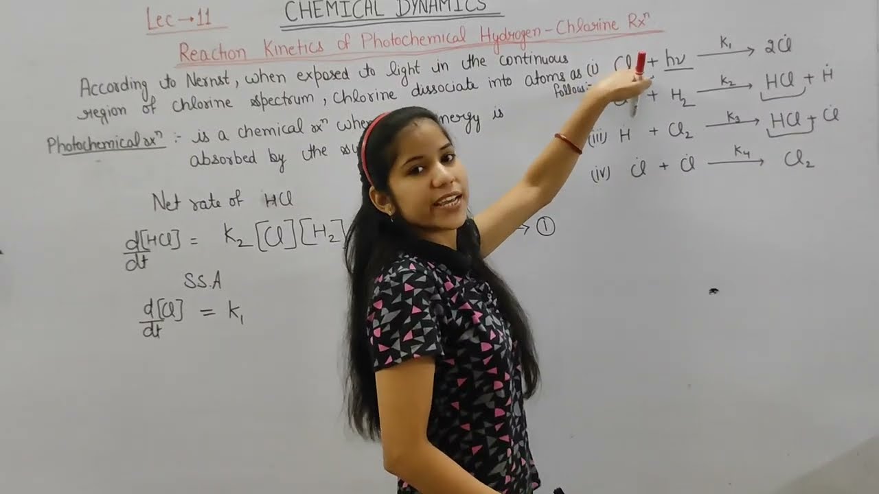 Chemical dynamics | part 11 | Reaction kinetics of photochemical Hydrogen Chlorine reaction |