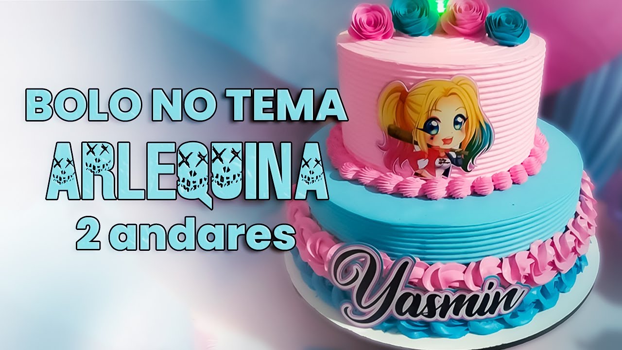 BOLO DE CHANTININHO NO TEMA ARLEQUINA DE DOIS ANDARES