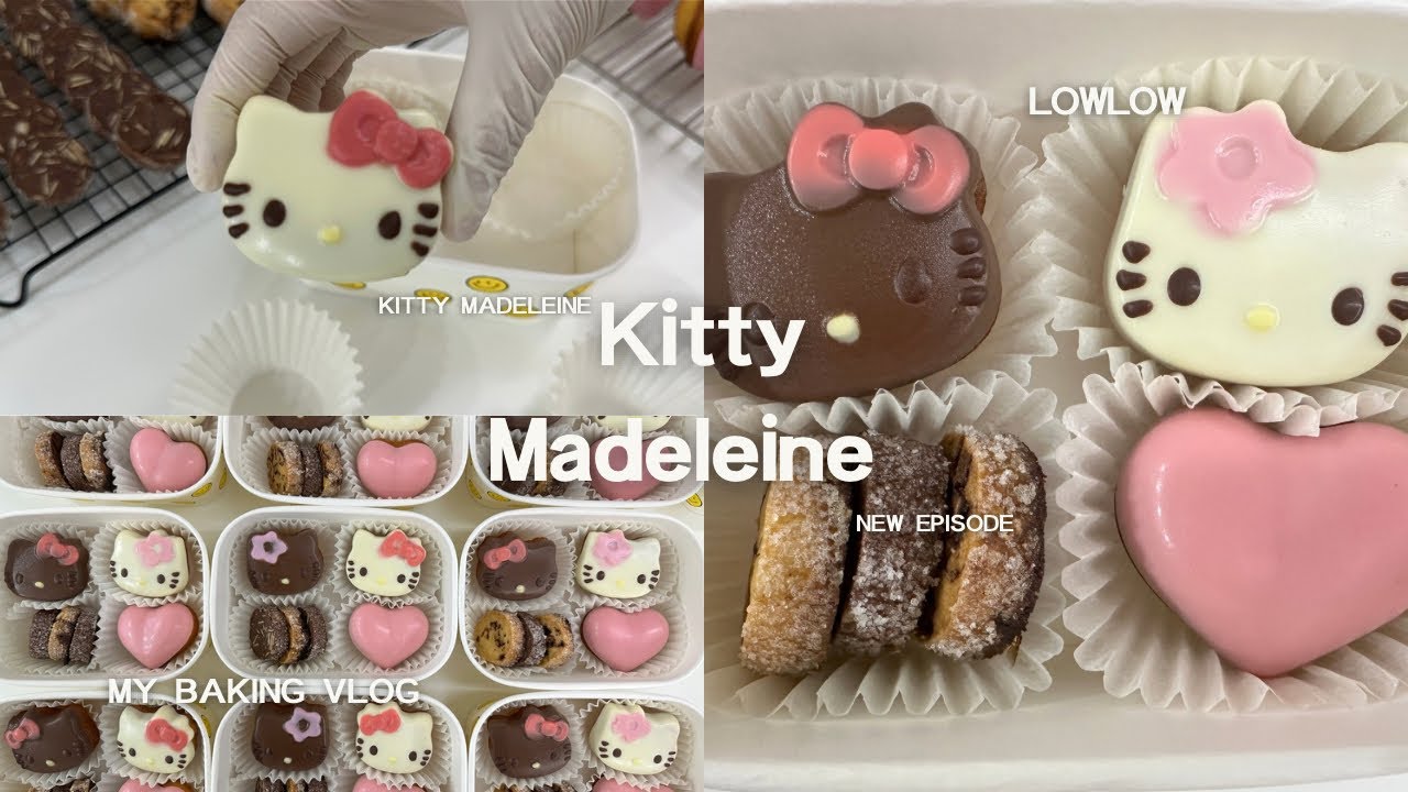 |홈베이킹|선물하기 좋은 키티 마들렌,베이킹박스 만들기,Kitty Madeleine,핑크하트 마들렌이랑 찰떡🎀