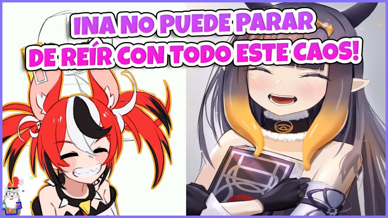 Ina queda sin aire al intentar enseñarle a Bae como dibujar [Hololive Español]