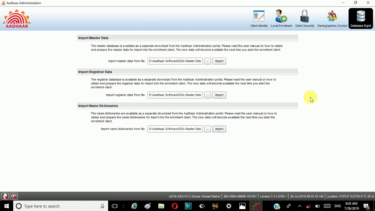 AAdhaar L1 Registration
