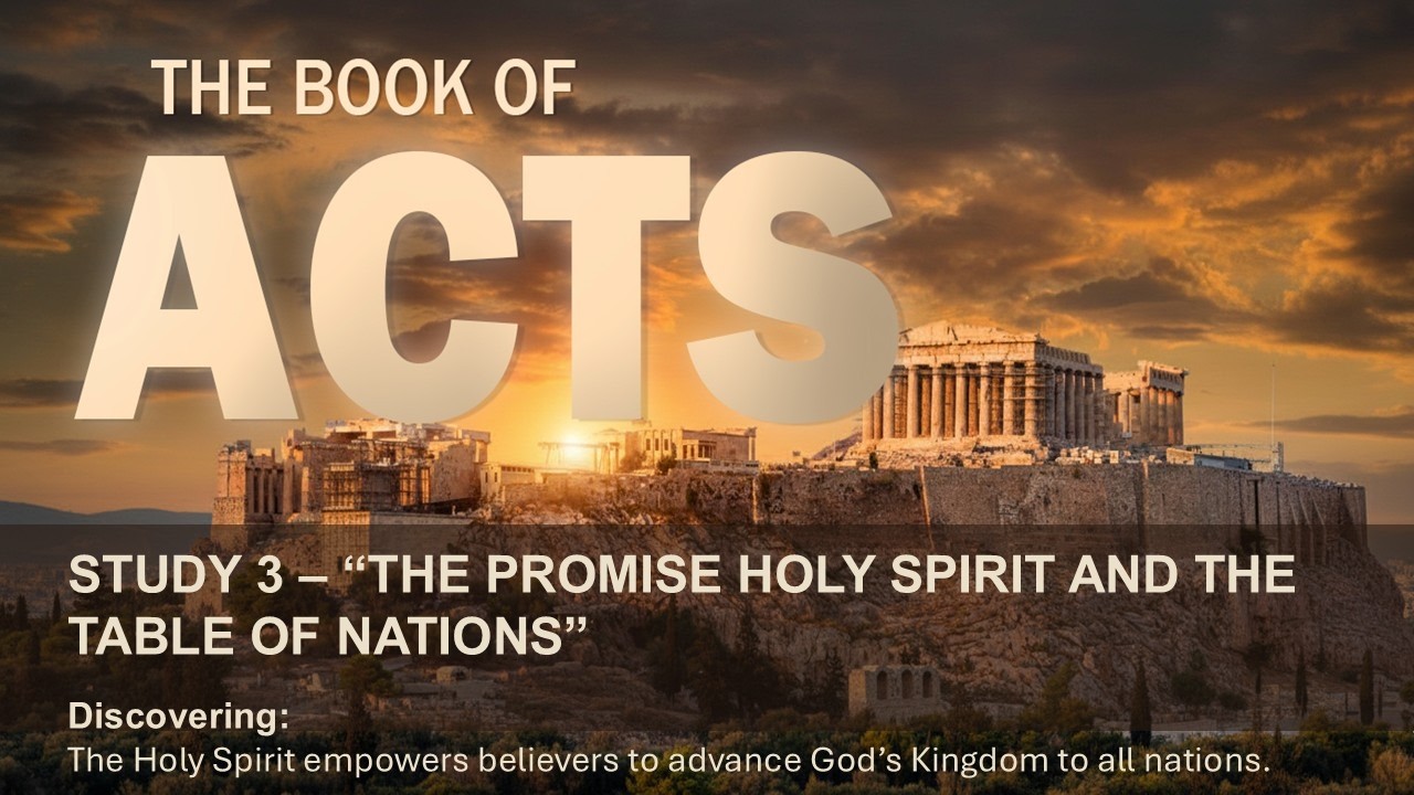 THE BOOK OF ACTS - STUDY 3 - THE PROMISE HOLY SPIRIT AND THE TABLE OF NATIONS BY ABRI BRANCKEN