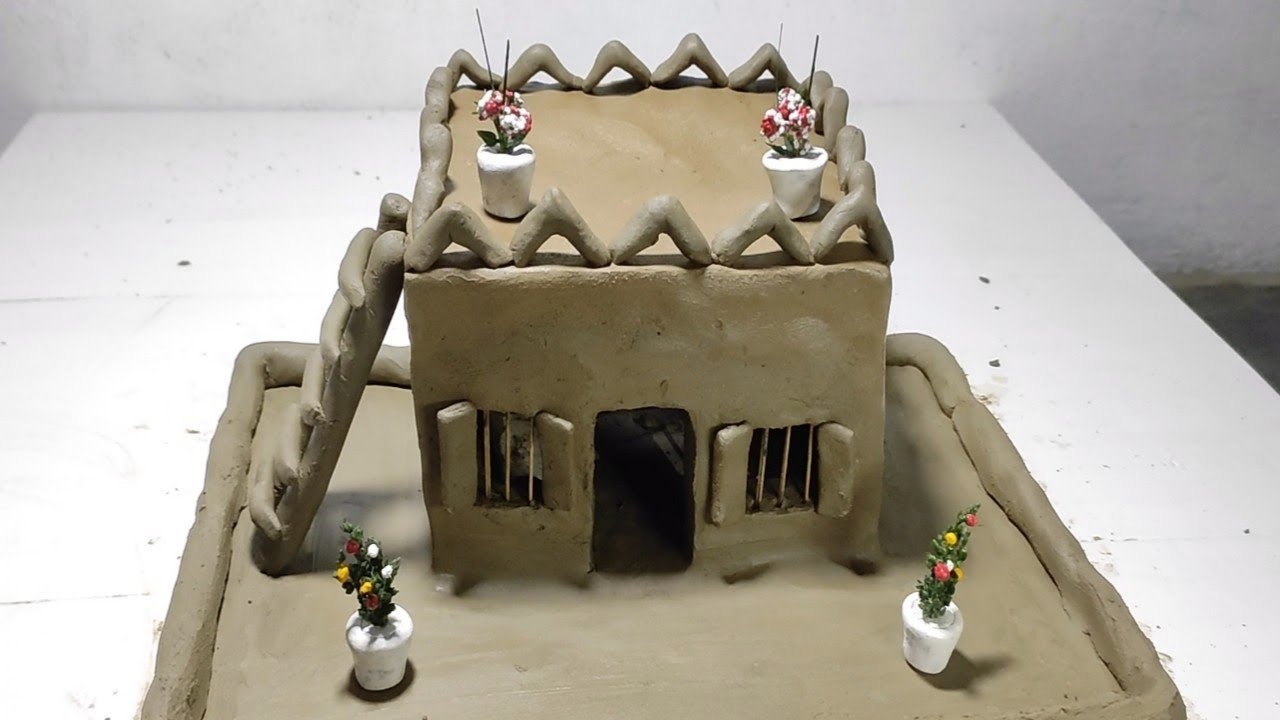 How to make miniature clay house | clay house making | mud house