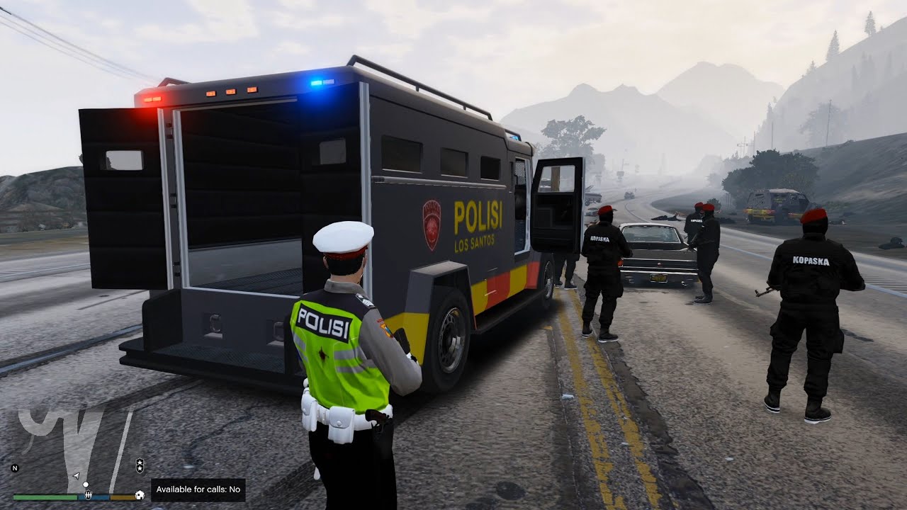Keributan Patroli Polantas Dibantu Kopaska Dan Brimob! GTA 5 Mod Polisi Indonesia