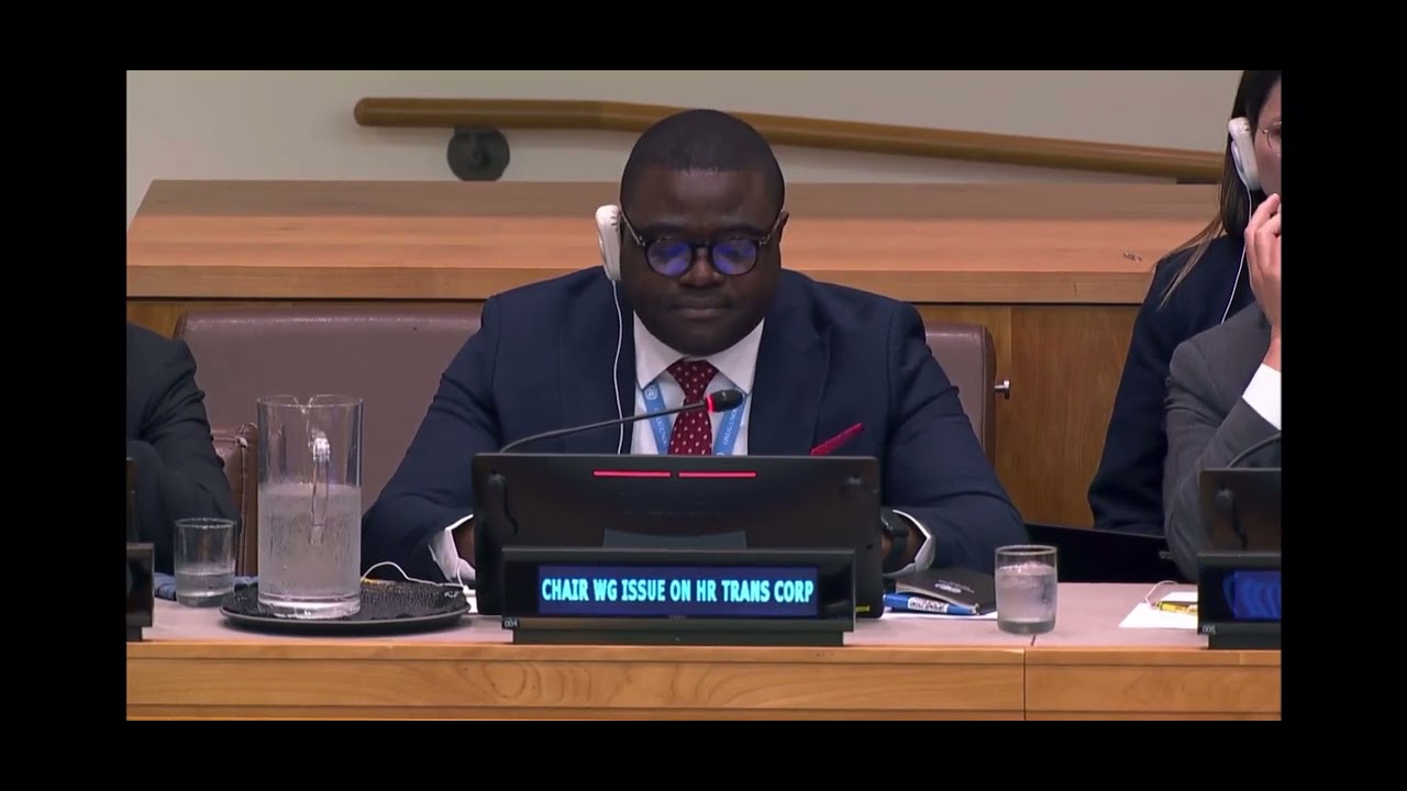 Prof. Damilola S. Olawuyi, SAN speaking at the United Nations General Assembly, New York.