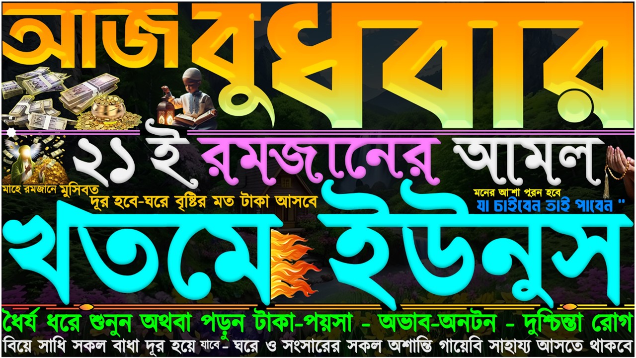 বুধবারের আমল ⋮ খতমে ইউনুস” শুনতে শুনতে” ভাগ্য খুলে যাবে” গায়েবি সাহায্য আসবে” মানসিক টেনশন দূর হবে”