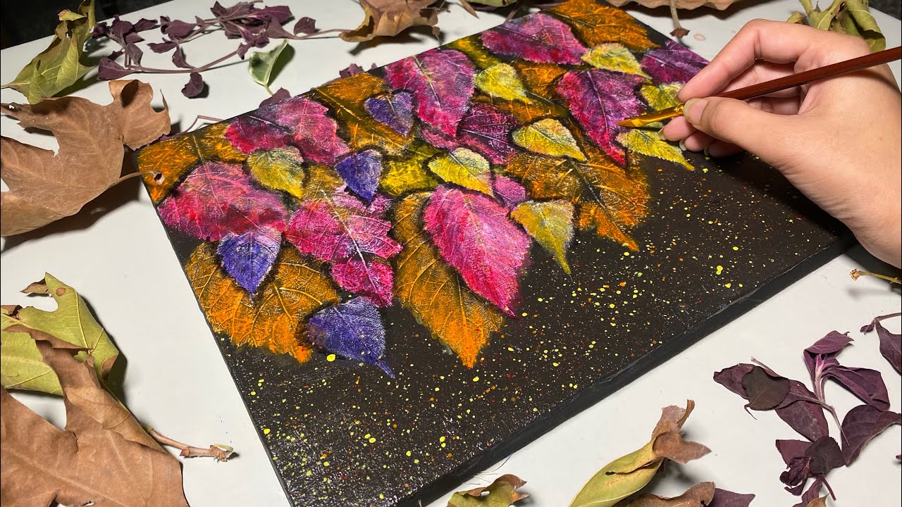 Acrylic Painting for Beginners | Autumn Leaves | Abstract Art | Canvas Painting
