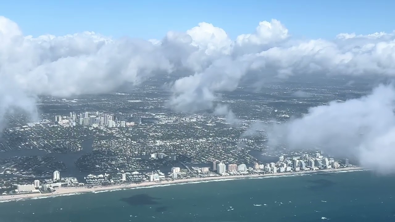 Ft Lauderdale airport take off over ocean