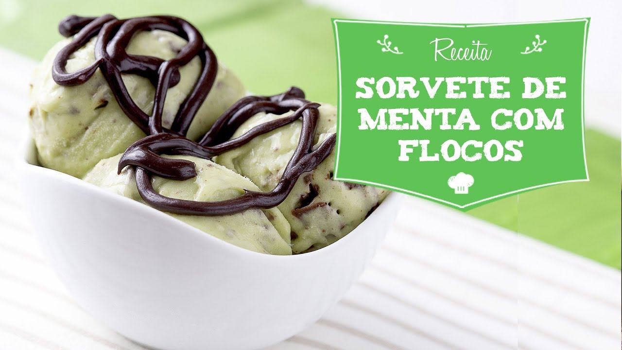 Sorvete Vegano de Menta com Flocos de Chocolate