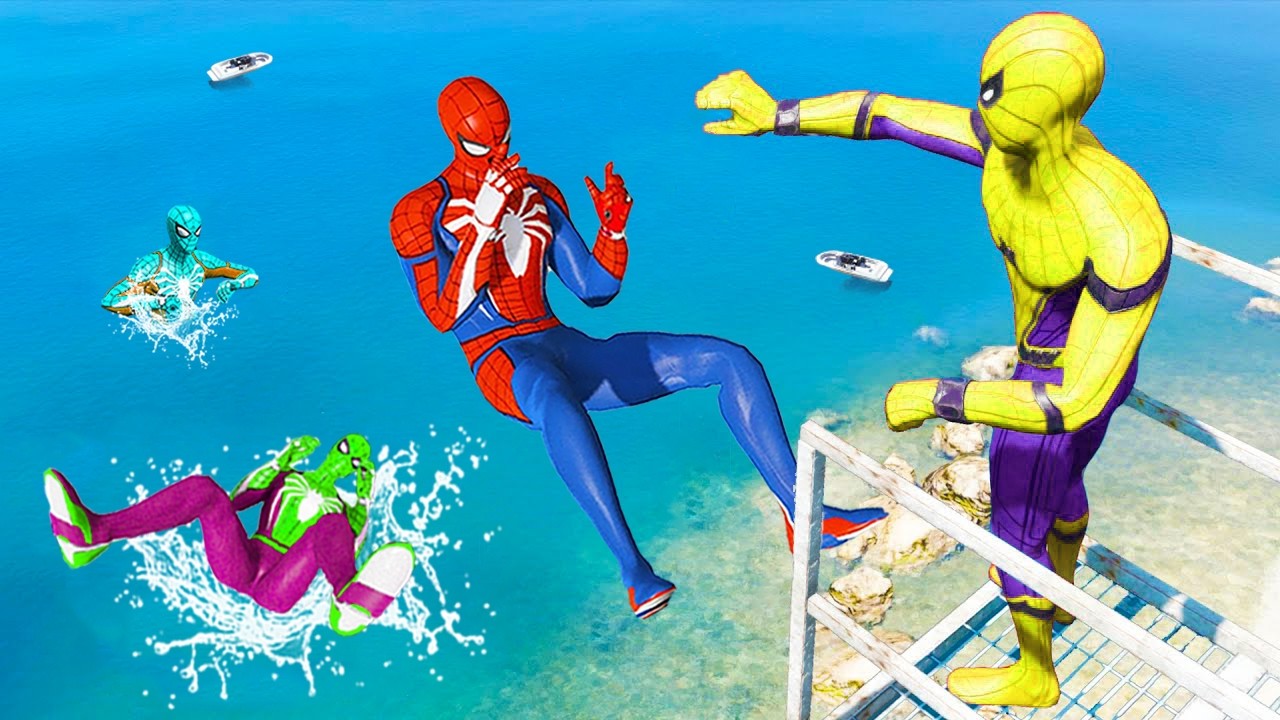 Rainbow Spiderman Ragdolls in GTA 5 (Compilation ) #31