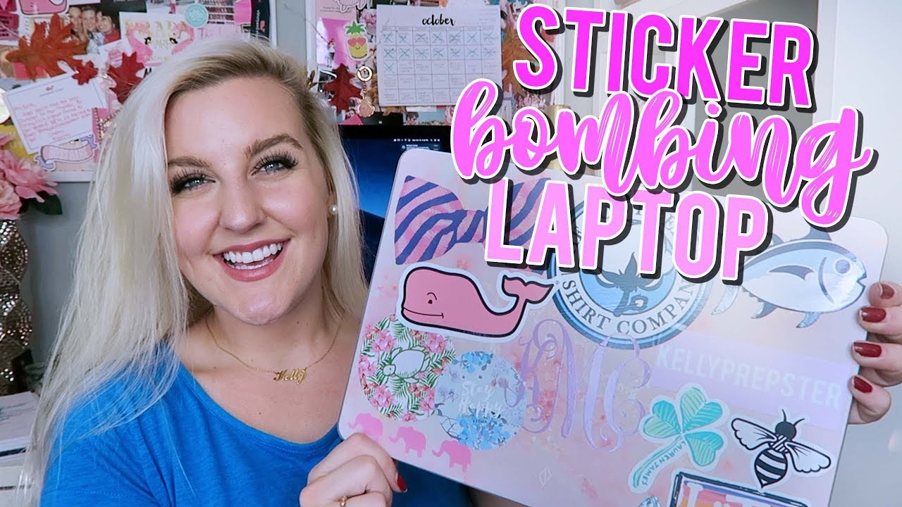 STICKERBOMBING MY MACBOOK PRO (WITH FREE PREPPY STICKERS) || Kellyprepster