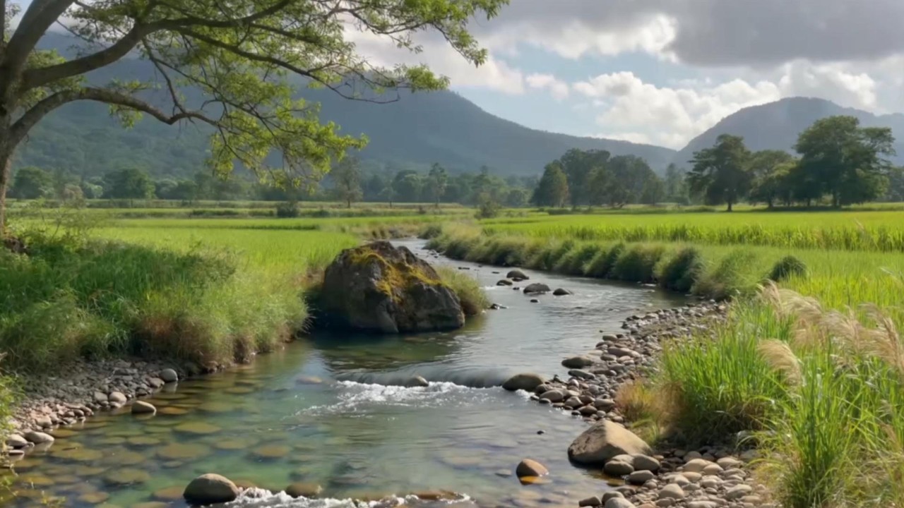 Sleep & Relax ASMR | Soft Water Flow in Fields